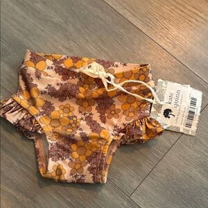 Kate Quinn Kids swim bottom Mustard and Brown Floral
